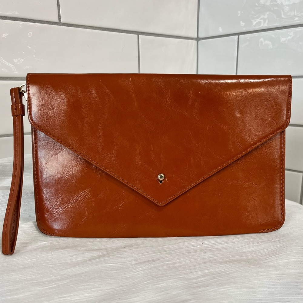Mango Leather Wristlet Clutch
